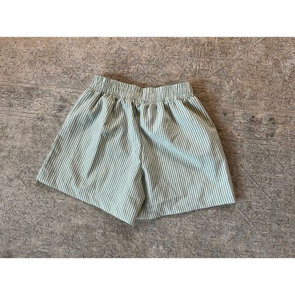 Green Striped Linen Shorts Women Baggy Boxer Summer Shorts Size XS/S F21 - Picture 3 of 3